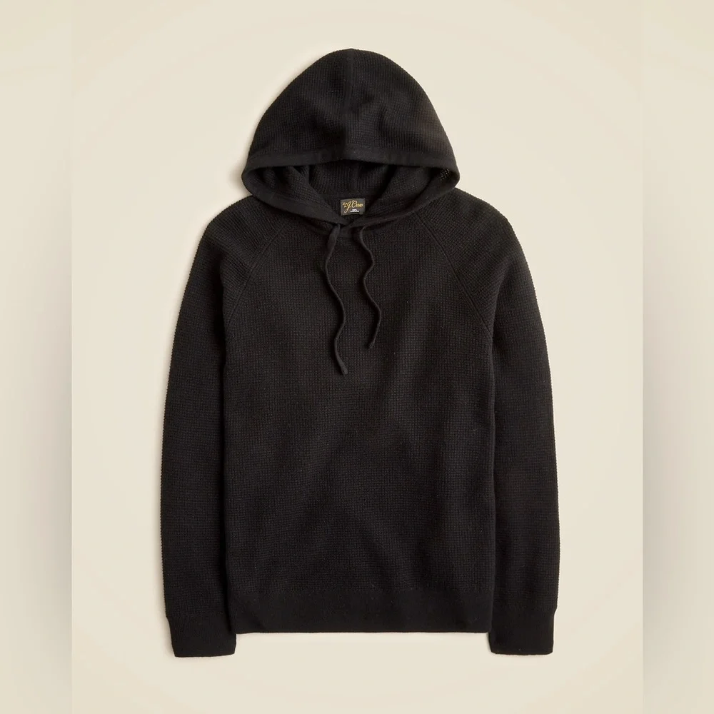 J. CREW Cashmere waffle‎ hooded sweater in Black Size S $278 CB523